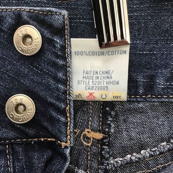 725 Originals 100% cotton mini jeans shorts high rise waisted button fly size 7 - Picture 3 of 11
